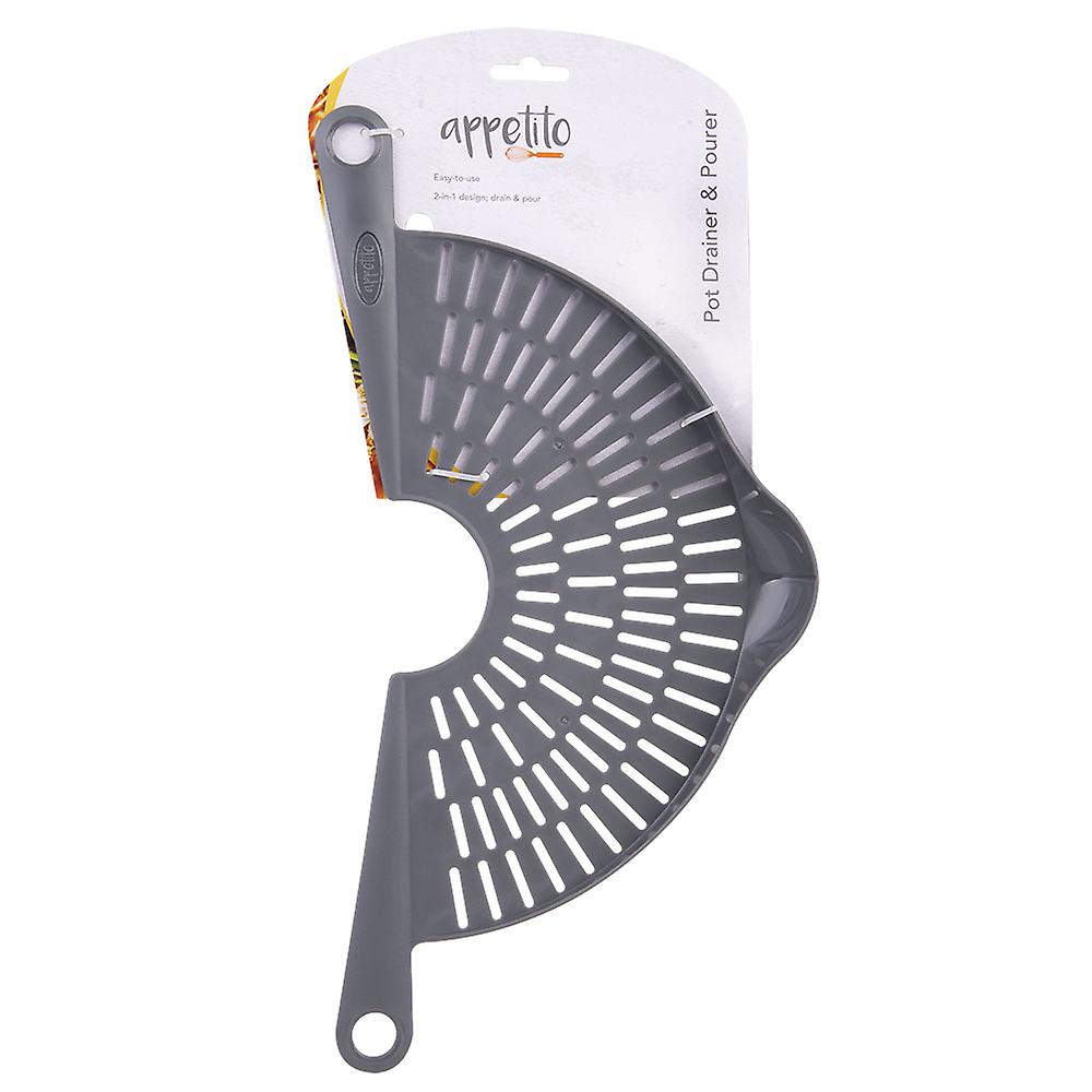 Appetito Pot Drainer and Pourer Charcoal Easy to Grip Handles Quality Bpa Free