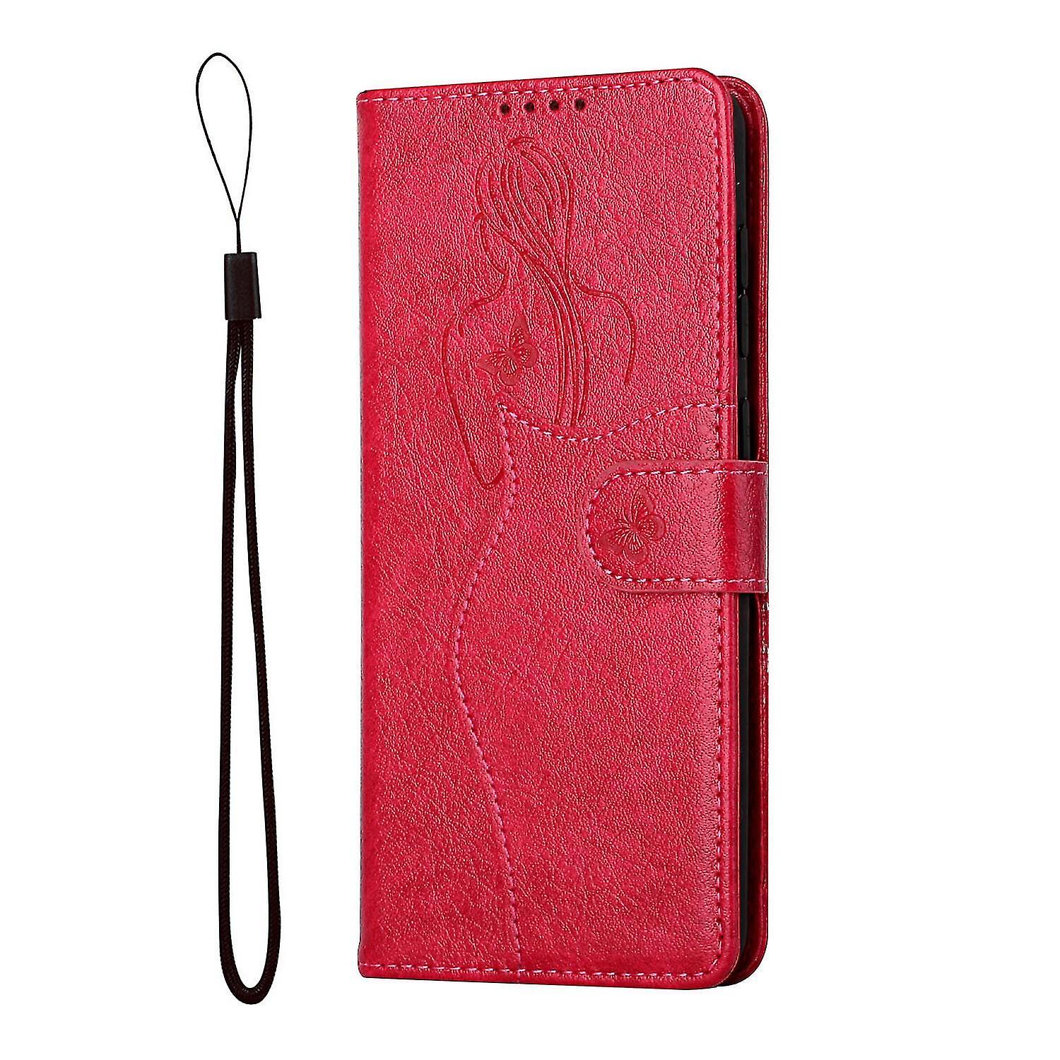 Xiaomi Mi 10/10 Pro Case Retro Wallet Flip Cover Magnetic Closure Card Holder Pu Leather - Red
