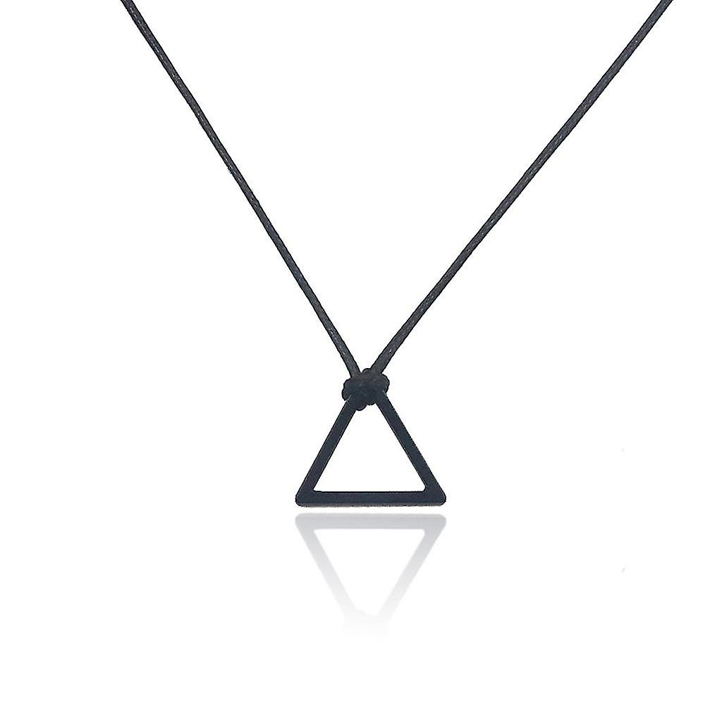 Triangular Pull Ring Pendant Necklaces Black Rope Chain Cosplay Jewelry