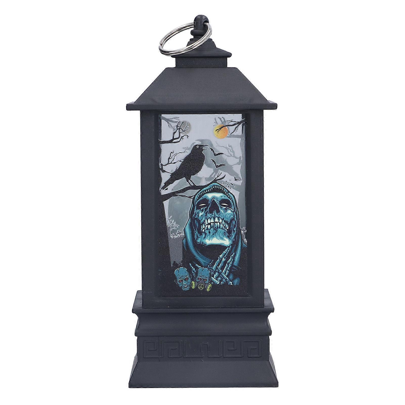 Orange Halloween LED Lantern, Portable Simulated Flame Lamp, Scary for Parties