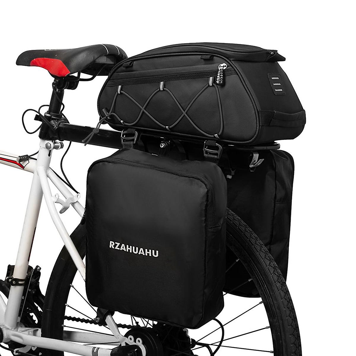 3-in-1 Bike Rack Bag Trunk Bag Waterproof Bicycle Rear Seat Bag Cooler Bag with 2 Side Hanging Bags