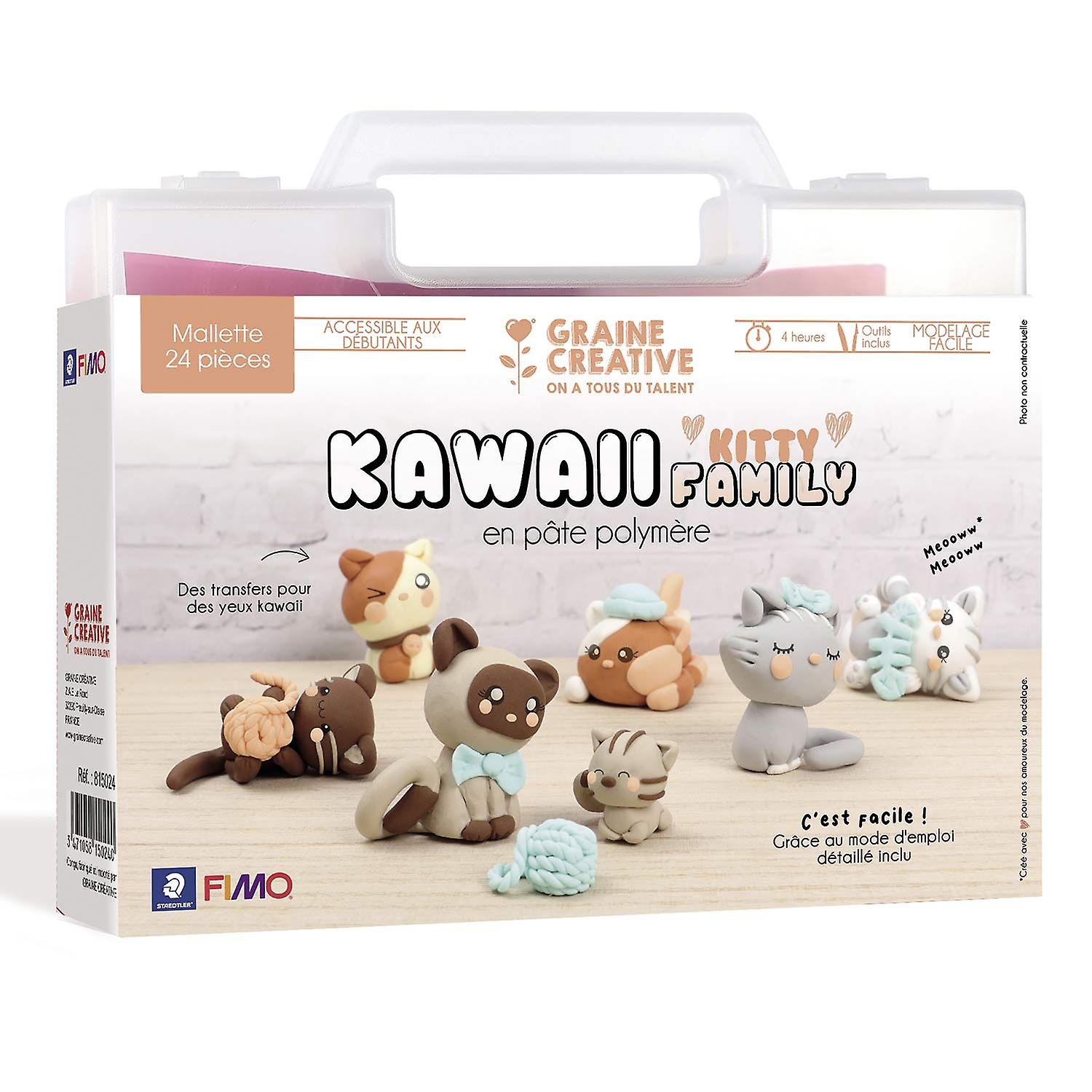 Trousse à modeler en pâte polymère - Chatons kawaii