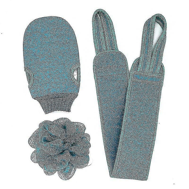 3-pack Bath Flower Back Pull-bar Bath Towel Set Mud Rub Gloves(kui)