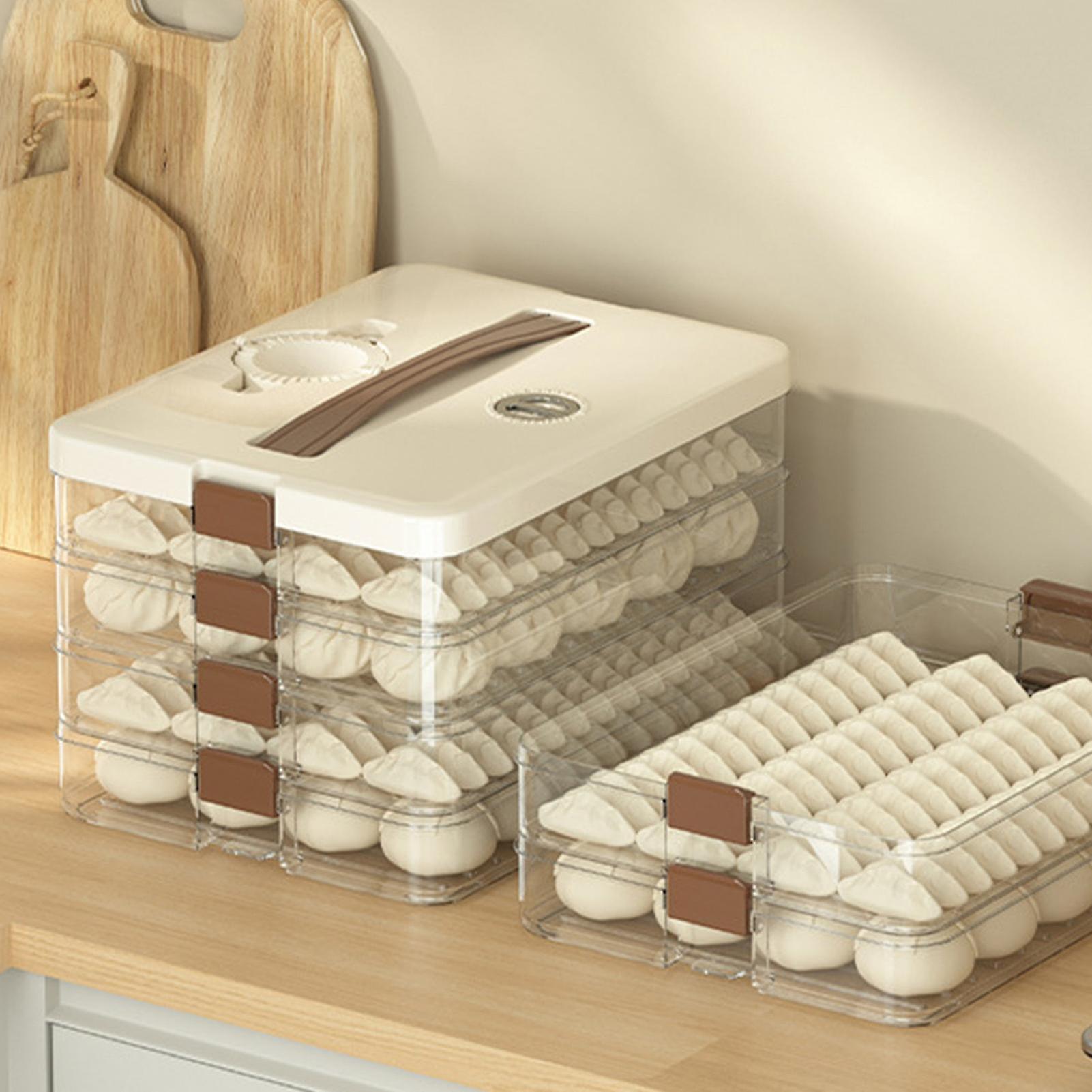Large Capacity 4-Layer Transparent Plastic Dumpling Storage Box