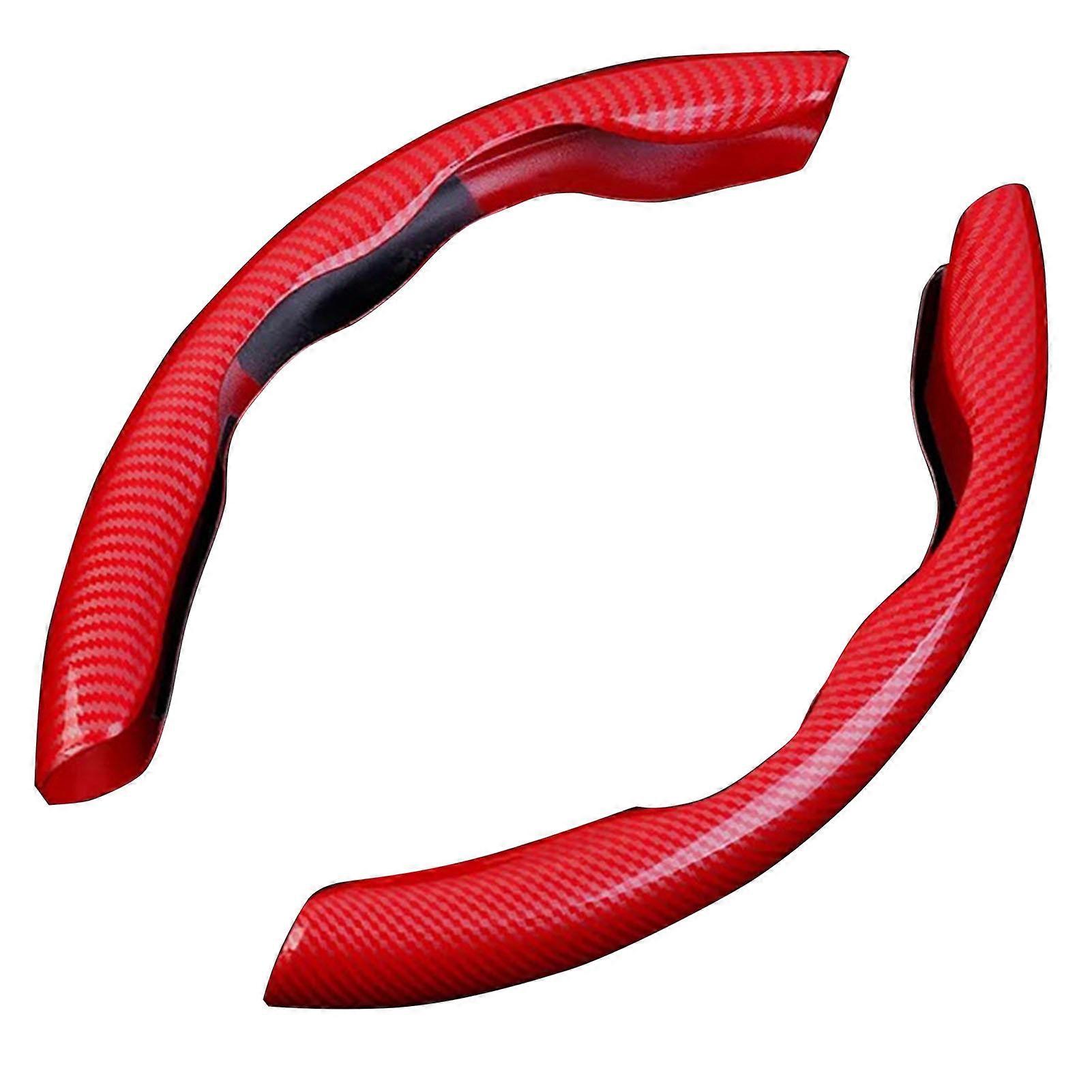 Housse de volant en fibre de carbone, ultra fine, résistante à l'usure, universelle, compatible avec la plupart des voitures, rouge