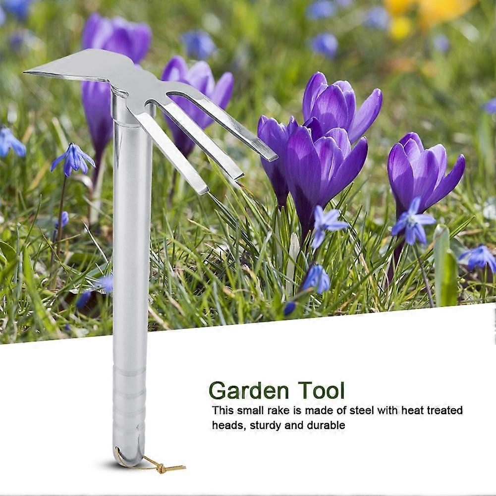Steel Mini Rake Rubber Handle Short Claw Rake Cultivator Garden Tool ...