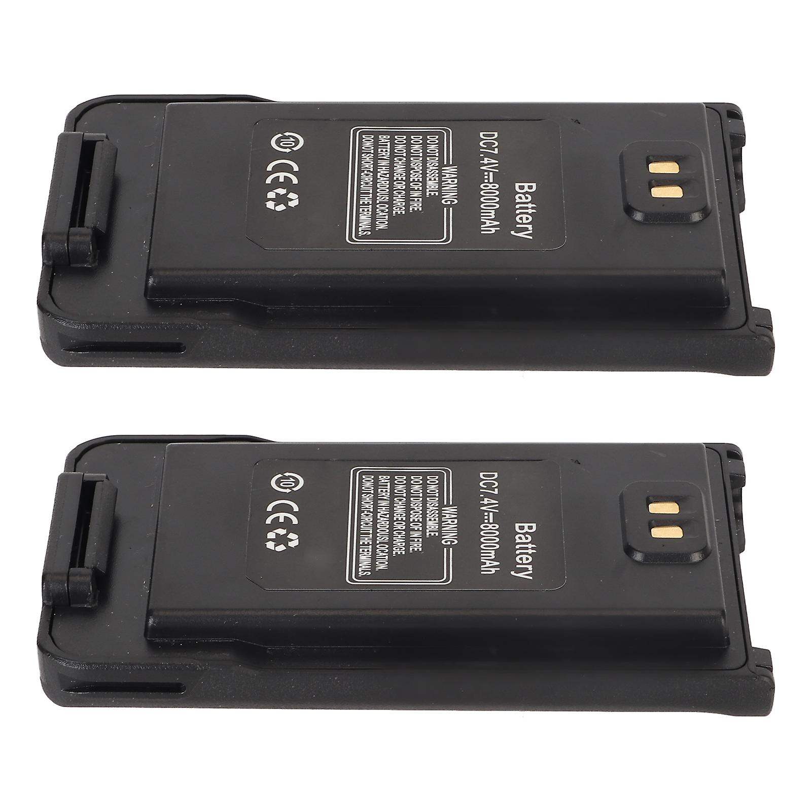 2pcs Walkie Talkies Li Ion Replacement Battery 7.4V 8000mAh Replacement Two Way Radio Battery for BAOFENG UV 9R Plus 