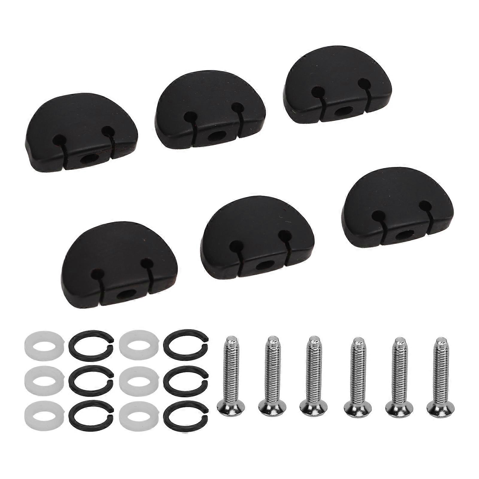6Set Guitar Tuning Peg Buttons Ebony Metal Tuner Machine Head Button for Electric GuitarsLarge Semi Circular Shape 