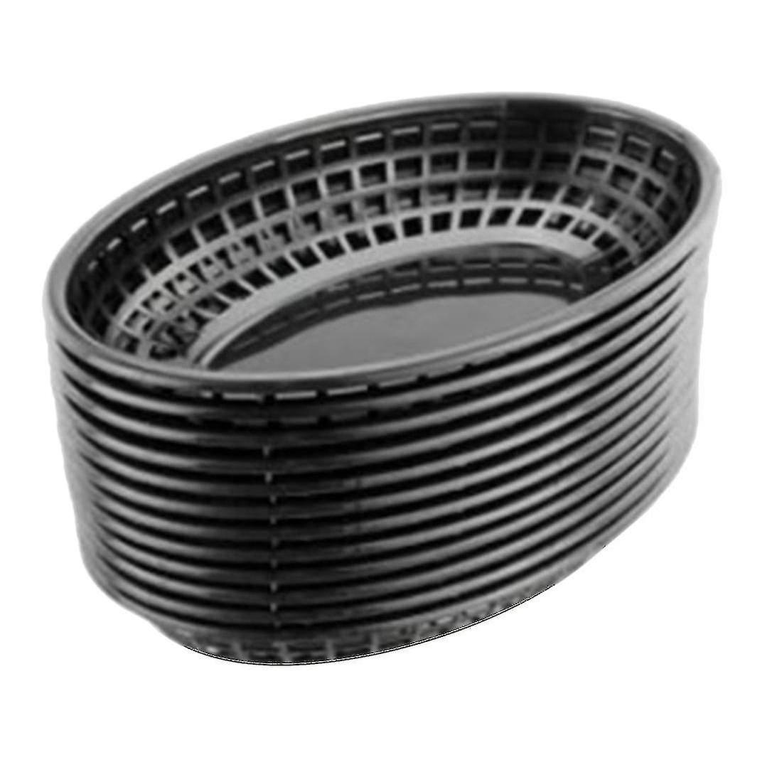 12 Pcs Plastic Fast Food Baskets Oval Serving Platter Breakfast Z