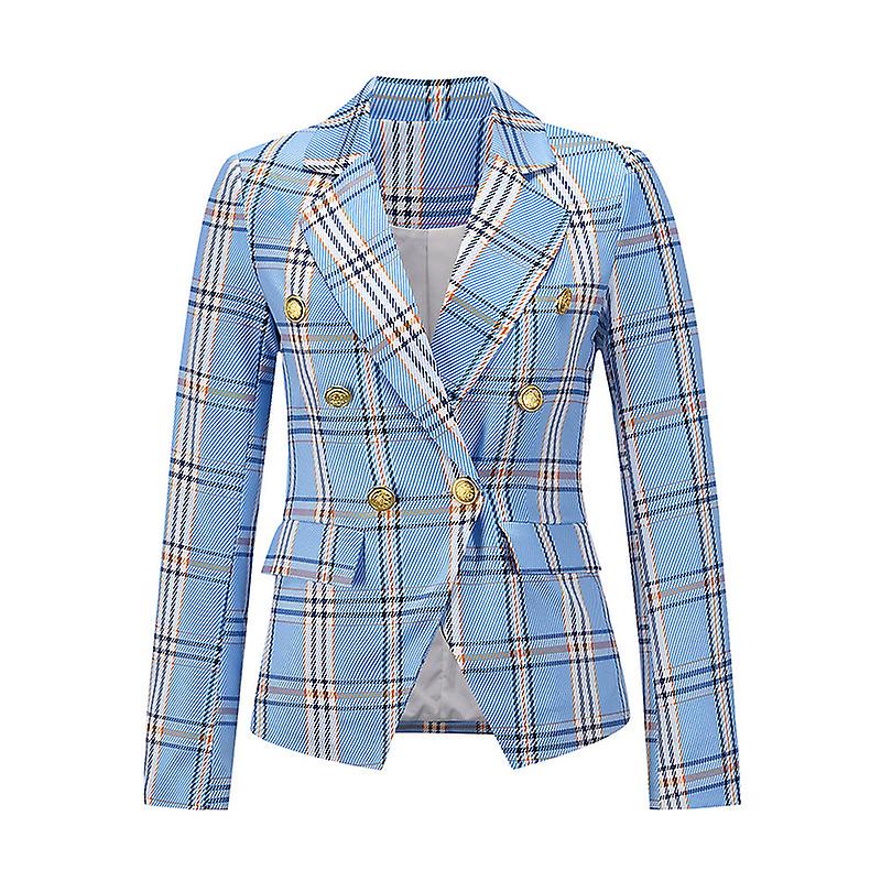 Womens Casual Blazer Jacket Gold Button Long Sleeve Blazer Lapel Open Front Jacket