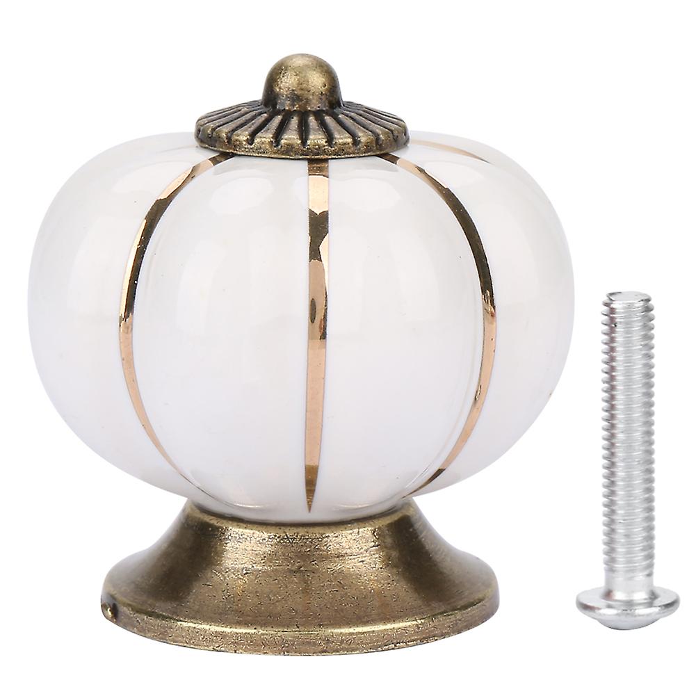 Ceramic Pumpkin Knobs, European Style Knobs, European Style Handle Pull Ceramic Pumpkin Knobs for Room Cabinet Drawer Furniture(White)