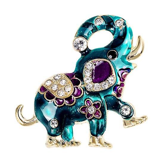 Ethnic Style Cute Elephant Shape Brooch Shining Rhinestones Inlaid Pin Suit Lapel