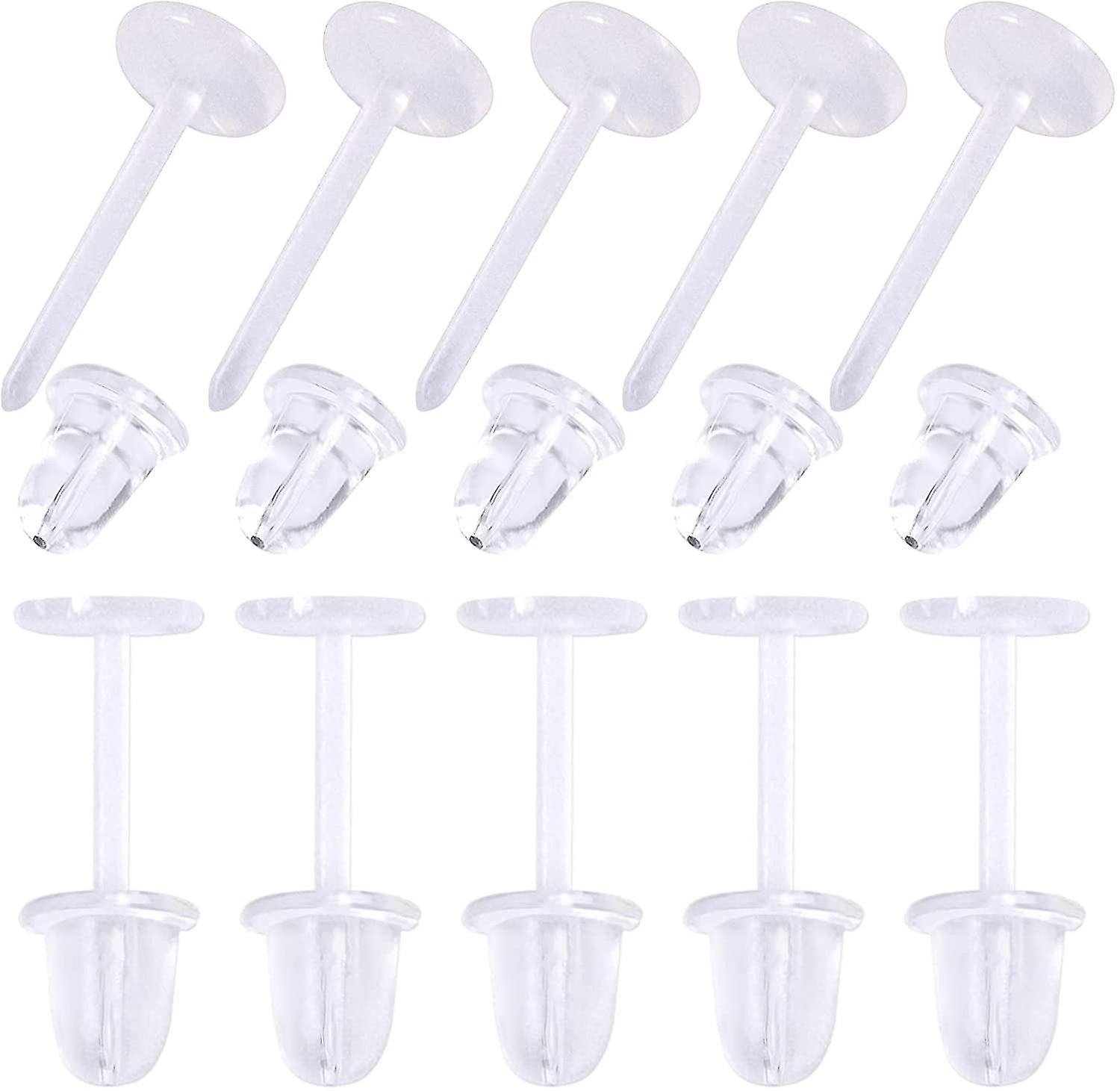 300 Pcs Earring Clasps, Clip Push Clasp, Clear Safety Earring Backs, Earring