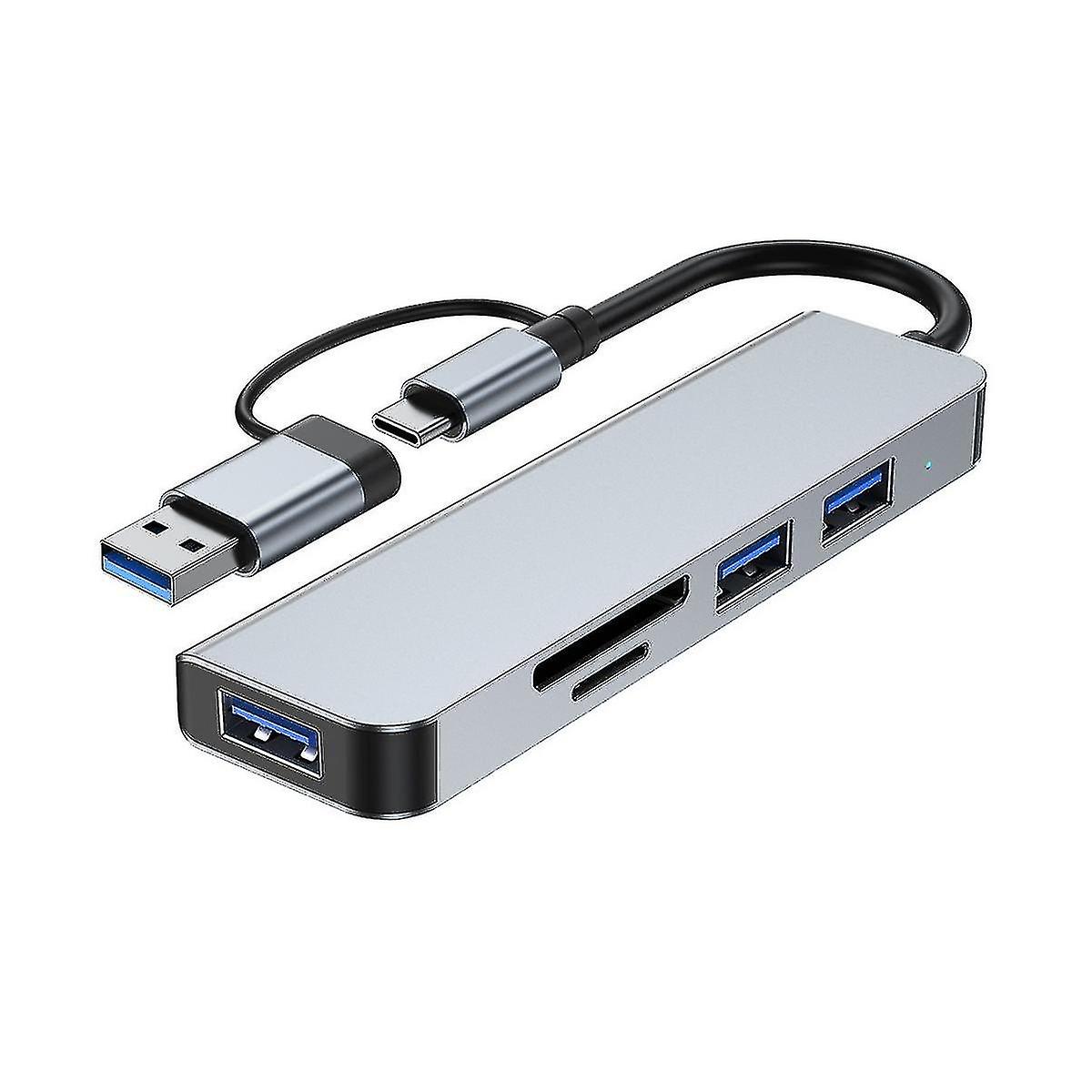 2023 New 5 Ports 2-in-1 Usb 3.0 Hub Type-c Adapter Usb3.0+usb2.0+sd+tf Multi-port Usb Splitter Expan