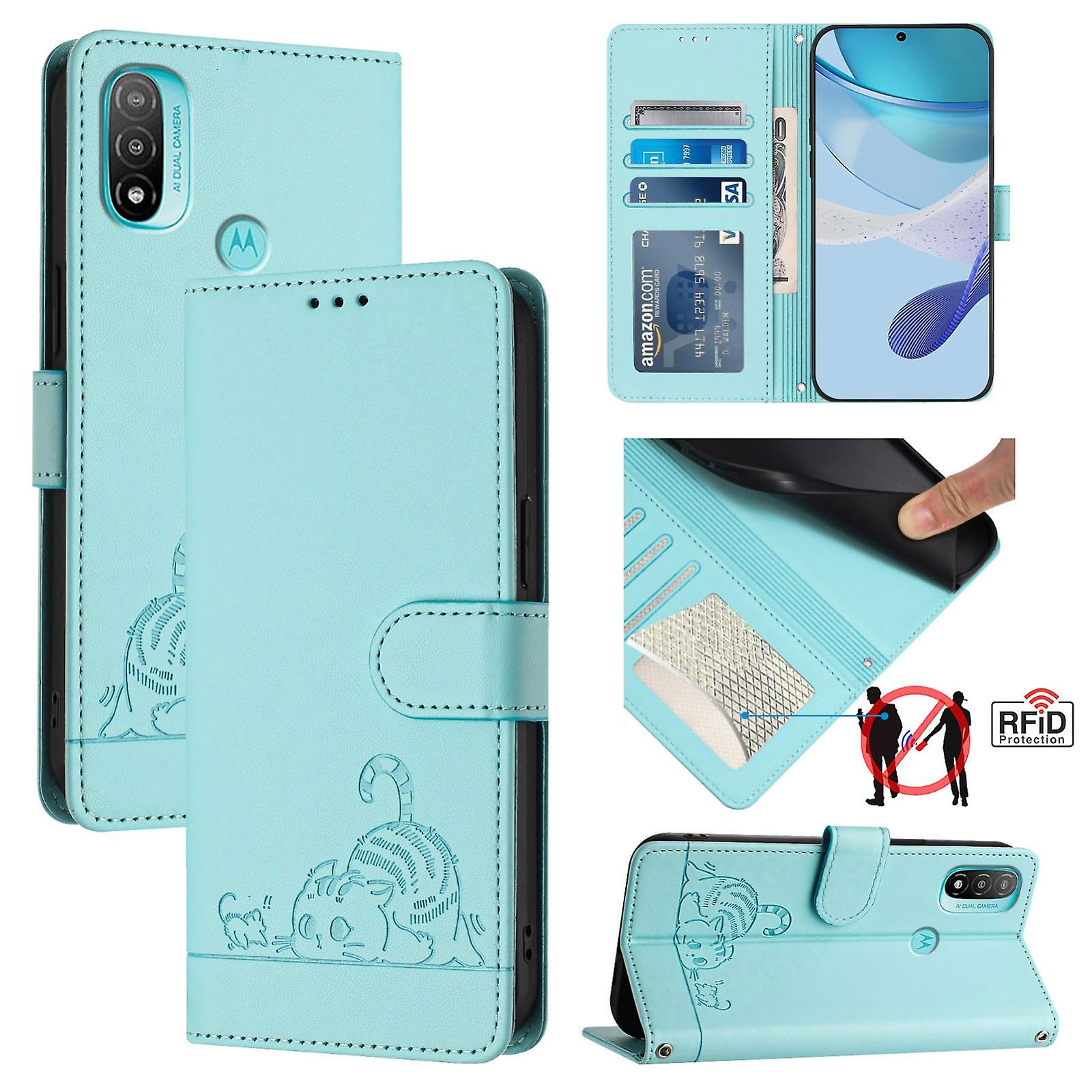 Cat Pattern PU Case For Motorola Moto E20/E30/E40