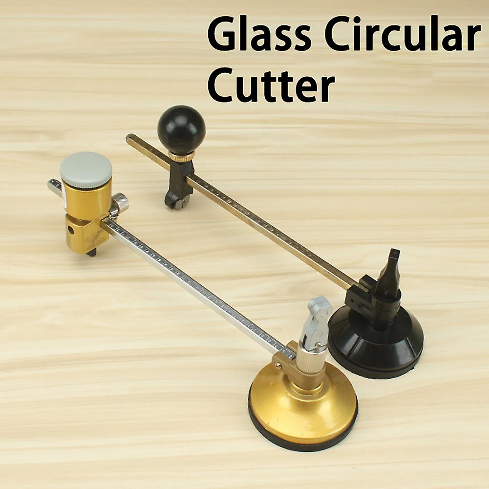 Coupe-verre circulaire robuste de 6 à 40 cm, réglable, transparent, type boussole, outil de coupe de verre avec ventouse puissante