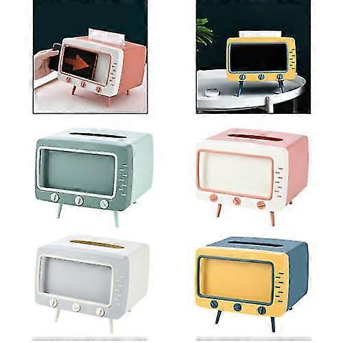 2 In 1 Tv Tissue Box Dispenser Desktop Mobile Phone Stand Holder Napkin Case