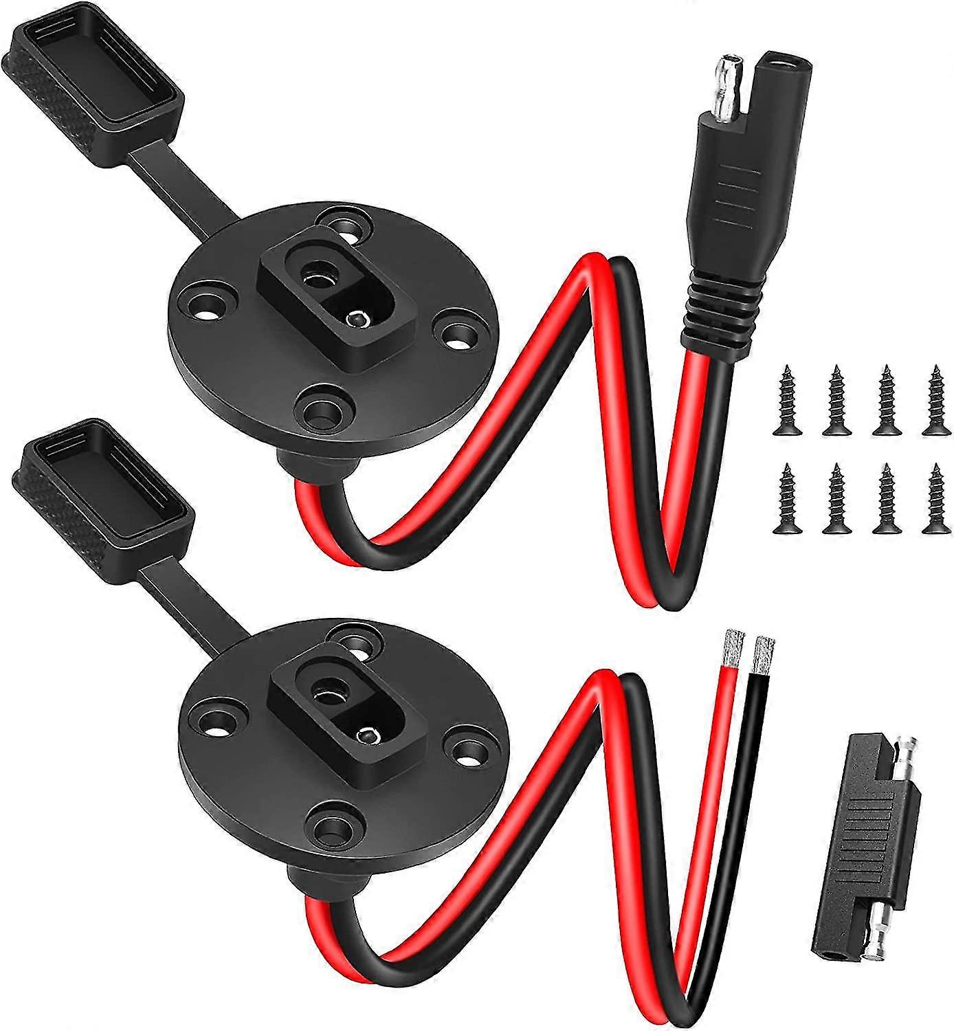 ELECTOP SAE Power Socket Sidewall Port: Weatherproof Solar Panel Flush Mount Connector Plug Extension Cable 12AWG
