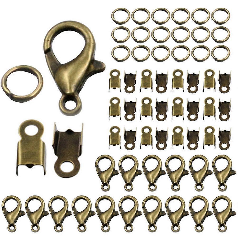 1 Set of Jewelry Making Accessories Set Fold Over Cord Ends Jump Rings Lobster Claw Clasps