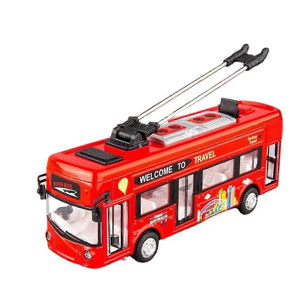 1:50 Alloy Bus Model London Single Tram Bus Vehicles Car Toy with Light & Sound Collections Red