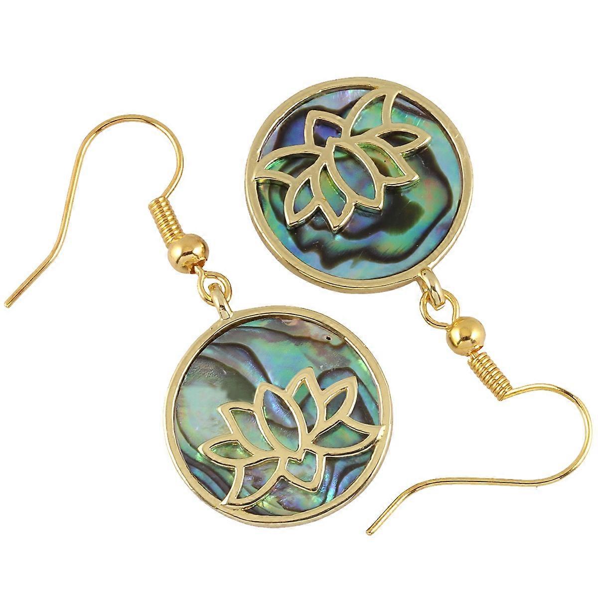 Earrings-Vintage Lotus Bloom-Golden Embraced Shell Chic