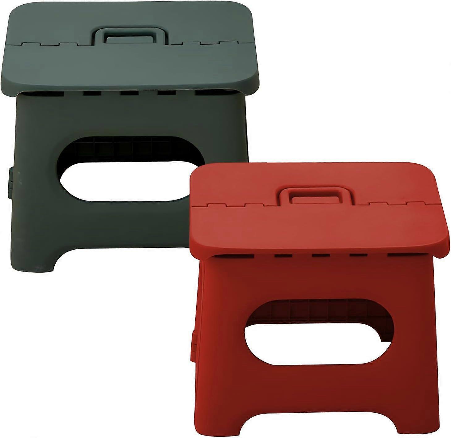 Folding Stool, Set of 2 Foldable Step Stool, Small Folding Stool, Red + Green