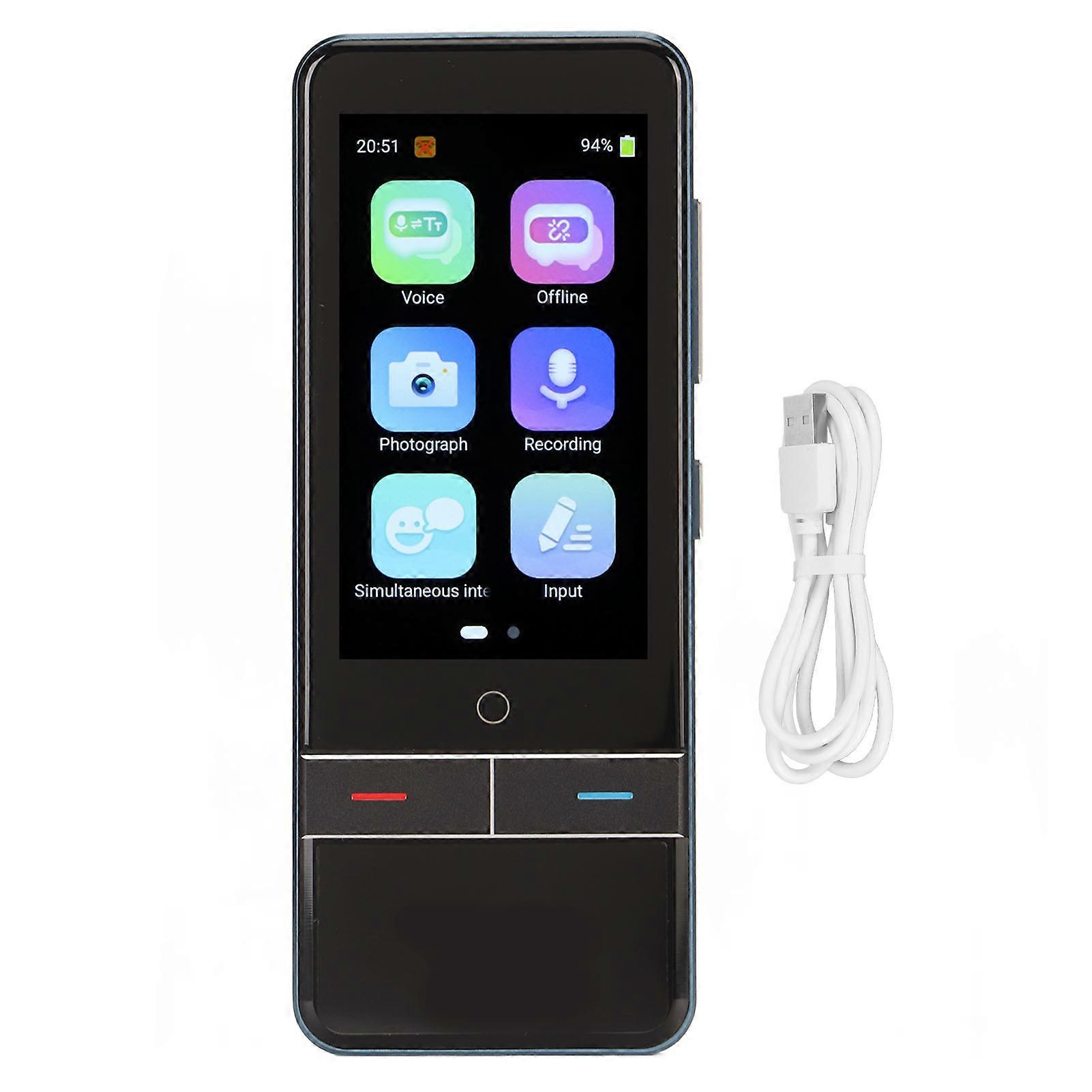 Language Translator WiFi 1GB 8GB 139 Online 57 Photo Offline Recording Language 2.95in Touchscreen 2 Way Voice Translator Blue