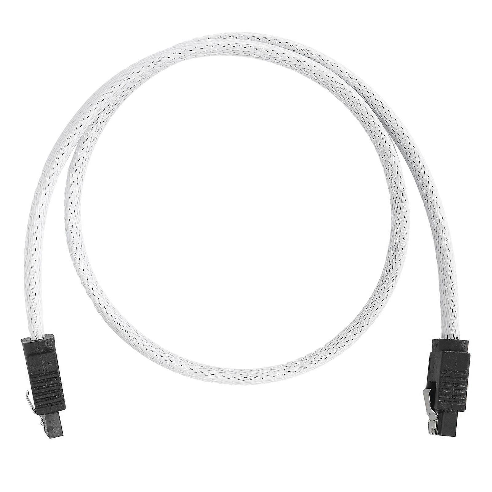 Sata Cable 3.0 SolidState Disk 8Core 7P Elbow Data Extension Cord with Shrapnel for Transmission Speed Improving(White (elbow) )