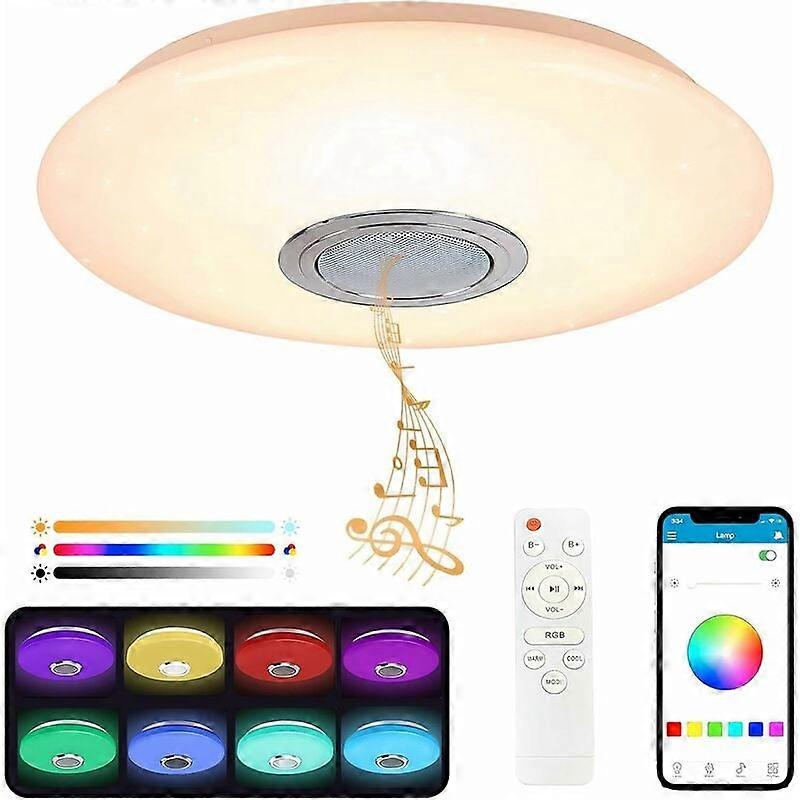 36W Led Ceiling Light with Bluetooth Speaker, Color Changing Ceiling Light, Remote Control and Mobile App, 3600LM, 3000-6500K, IP44, for Bedroom, Livi