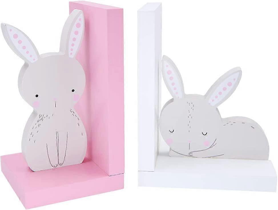 1 زوج من لطيف أرنب خشبي تخزين الكتب رف نهاية الكتاب المنزل مكتب الديكور المكتبة