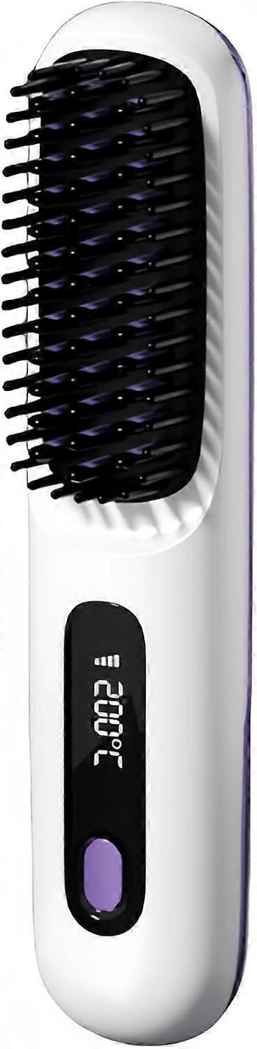 ヒートブラシコードレスブラシ形状ヘアアイロン矯正ブラシマイナスイオン5000mAh大容量Type-C充電式160-200 3段階温度調整