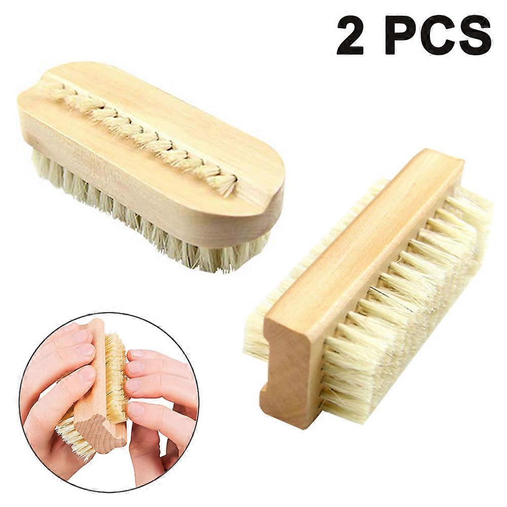 2Pcs Double-sided Hand Washing Brush - Natural Bristles