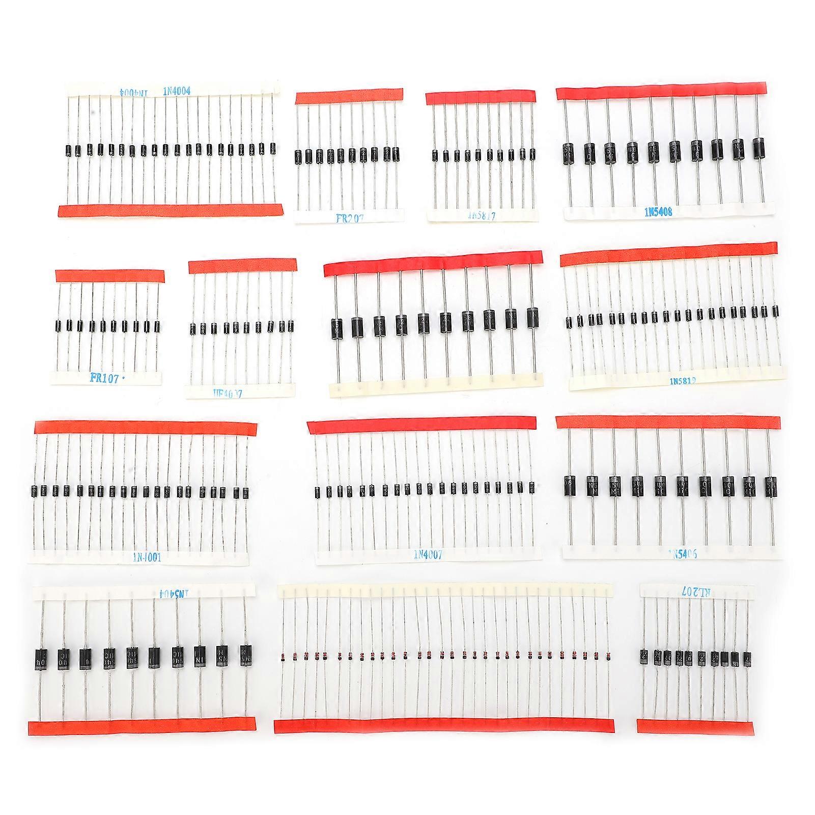 200Pcs Diode Assorted Kit 14 Kinds Electronic Components Package Silver Alloy Industrial Supply YEMAA