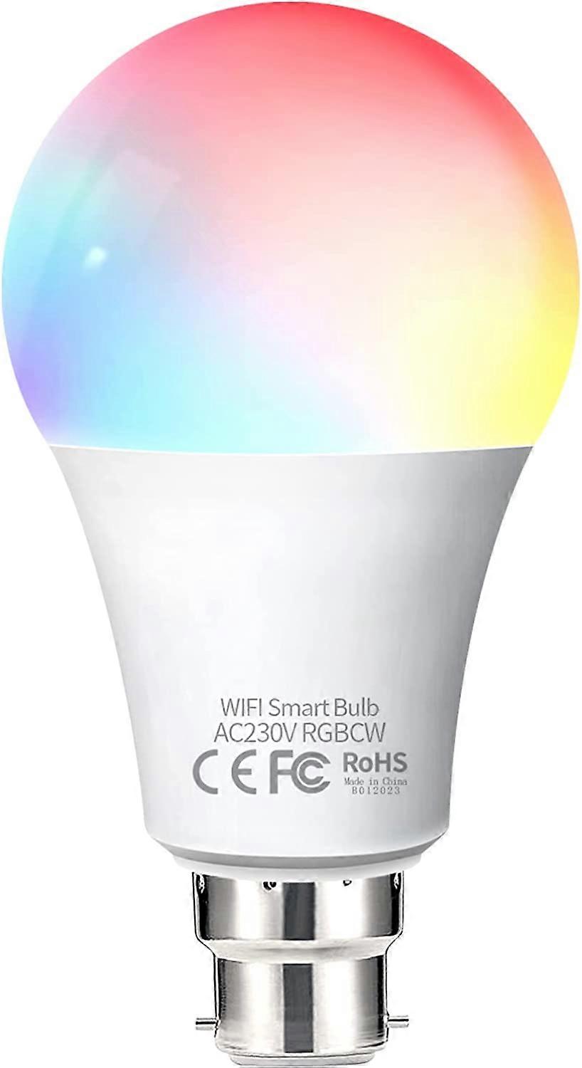 Fitop WiFi Smart Bulbs Alexa Light Bulb B22 Bayonet Dimmable White and Colour Changing Light Bulb 9W 806LM=80W RGBCW LED Compatible with AlexaGoogle