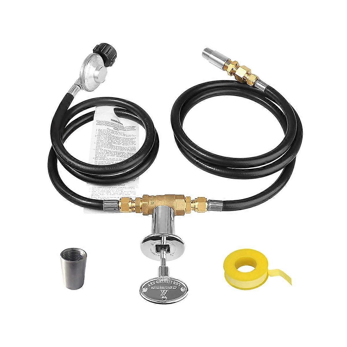 Burner Connection Kit, Propane Fire Pit Replacement with 1/2In Control Valve Key Set, Adjustable Pr