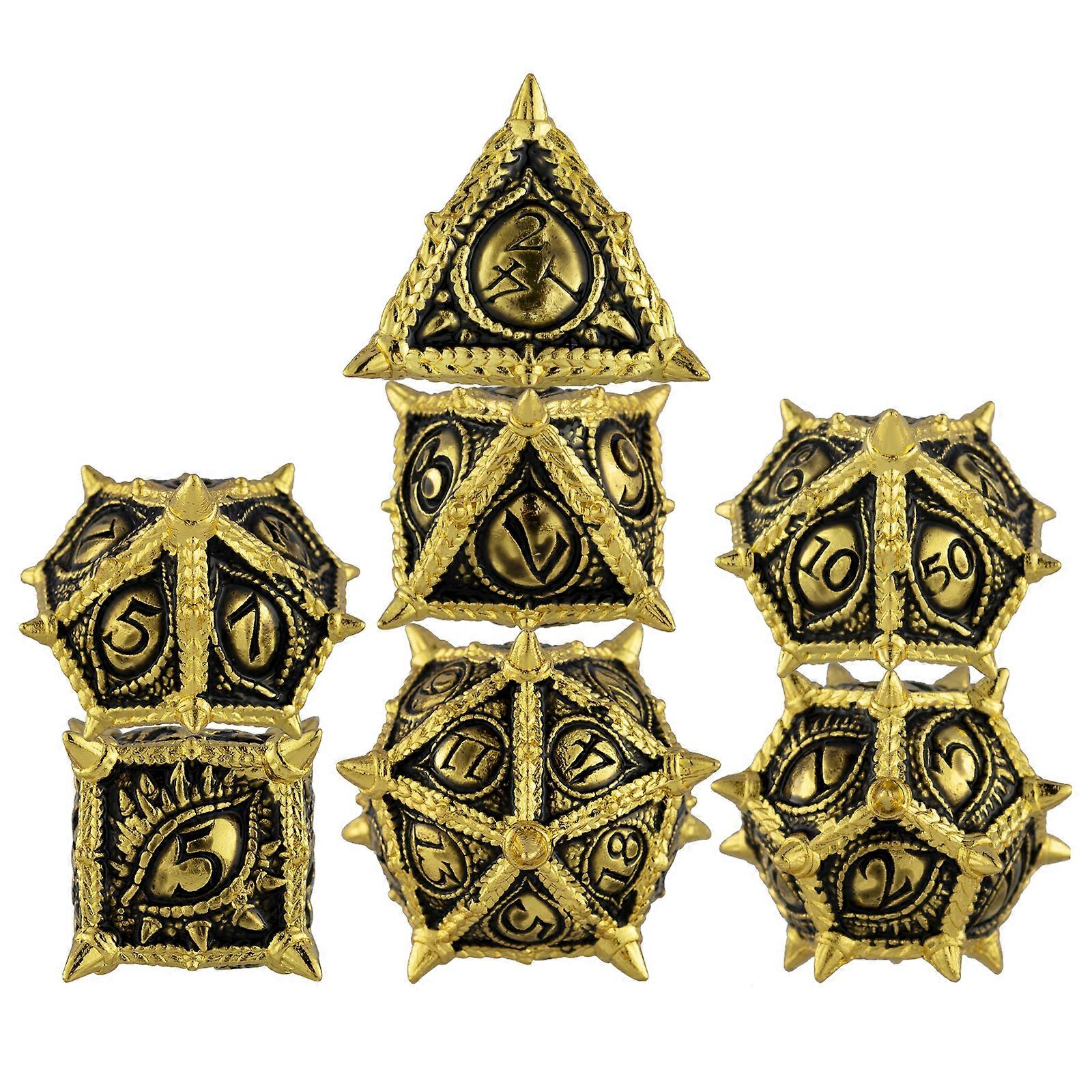 7pcs Dnd Metal Dice Rpg Games Dice For Dungeon And Dragon Polyhedral Dice Set Role Playing Games D20 D12 D10 D8 D6 Table Games
