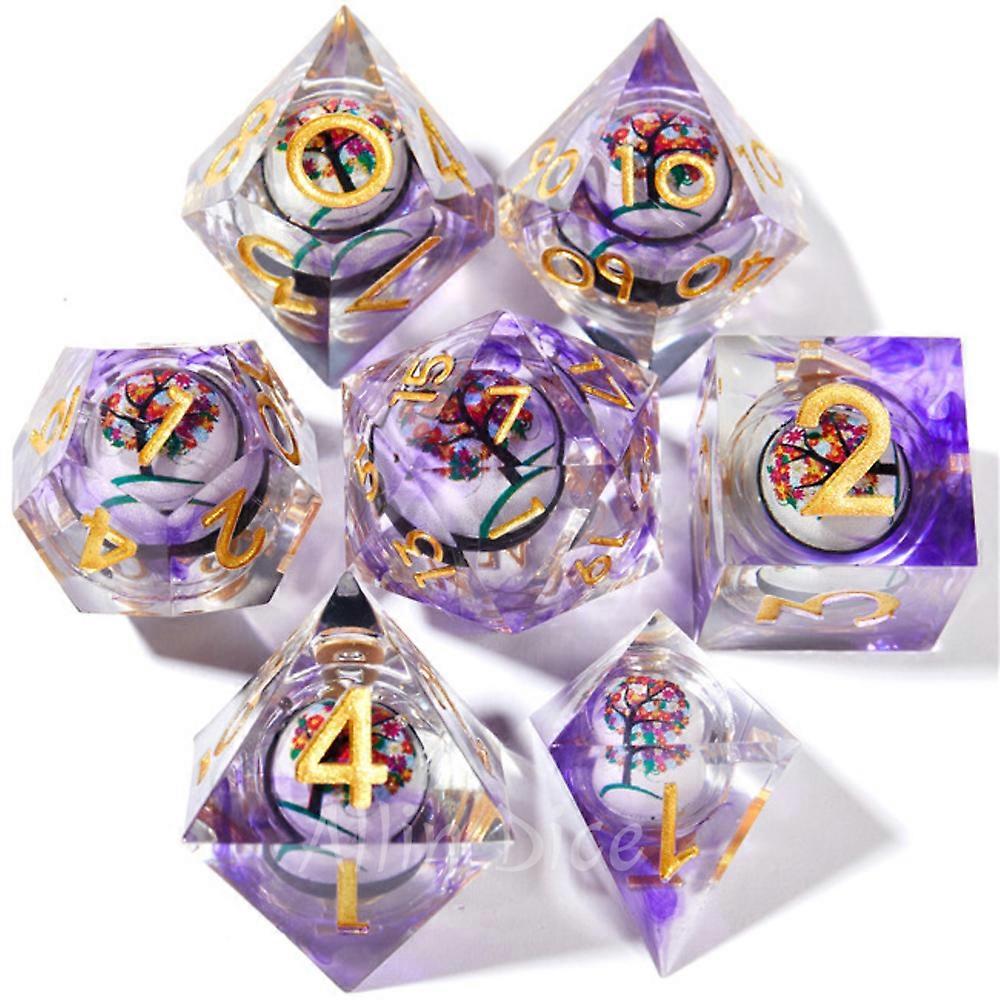Flower Rose Rpg Resin Dice, Movable Dnd Dice Set Role Playing Dice Polyhedral Dices Set For Dnd Games Sharp Edge Cat Dnd Dice