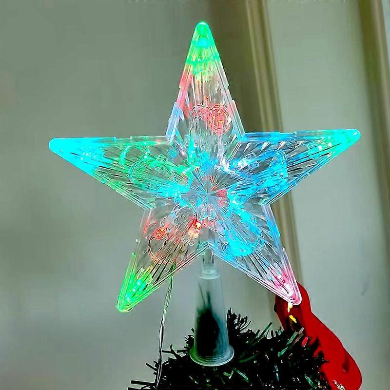 15CM LED Transparent Five-pointed Star Merry Christmas Tree Toppers Cristmas Decorations for Home Xmas Ornaments Navidad 2023