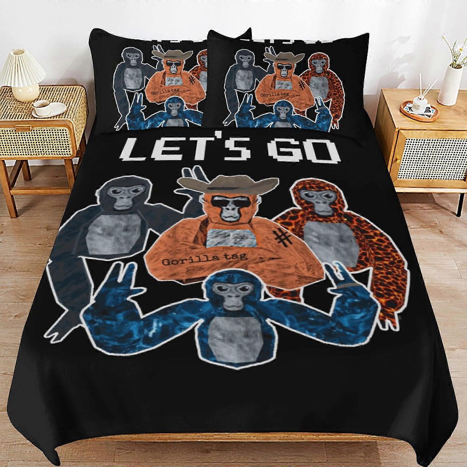 c74 Gorilla Tag Sängkläder Set Påslakan Bekvämt och lätt Tecknad Sängkläder 3-delat Sängset Twin (1 påslakan och 2 örngott) hn657