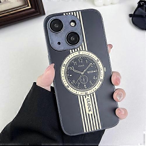 For iPhone 15 Clock Pattern Magnetic Lens Protection Mobile Phone Case