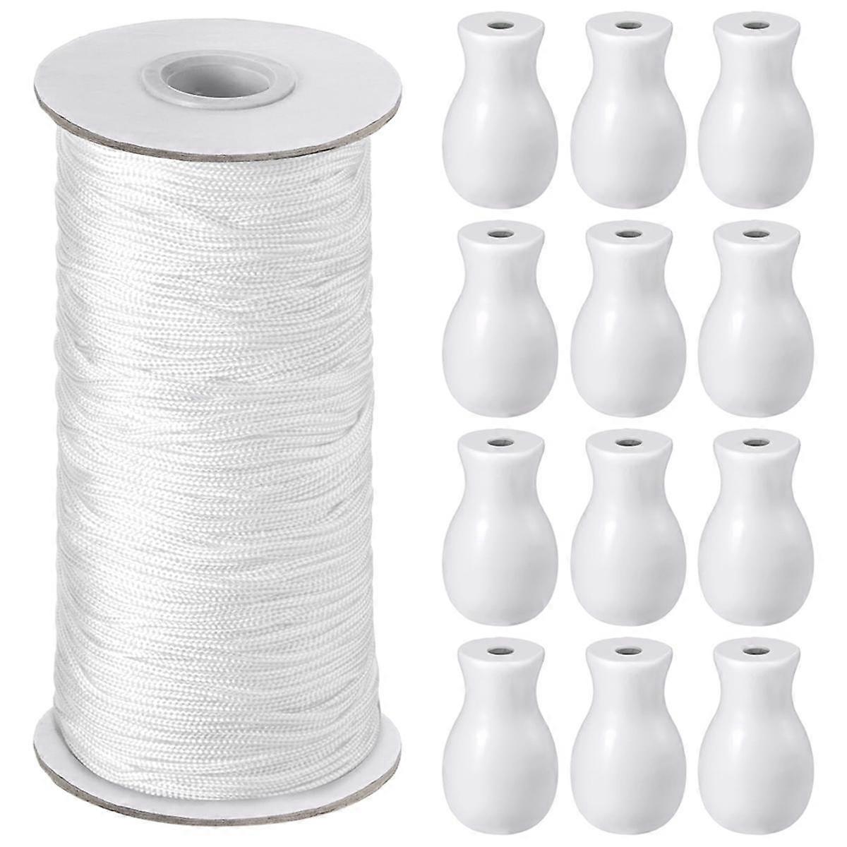 109.36 Yards Roman Blind Cord Raided Lift Shade Cord and 12 Pieces Wood Blind Pull Cord Knobs for D