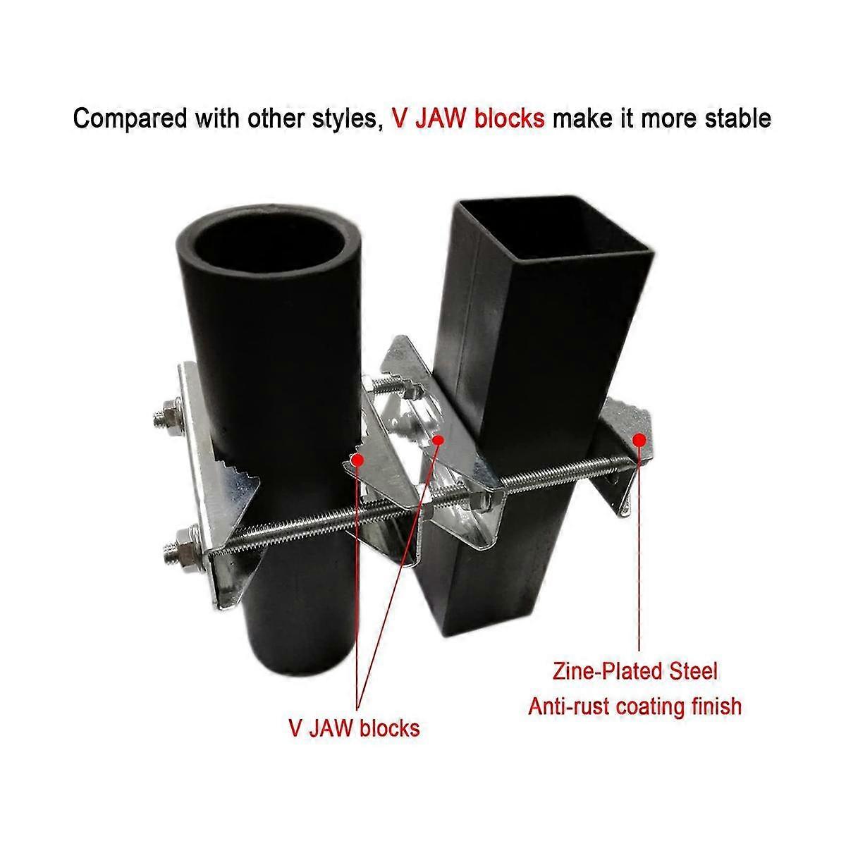 Double Antenna Mast Clamp V Jaw Block 5.5Inch Bolts,Anti-Rust Heavy Duty Pole to Pole Mounting Kit