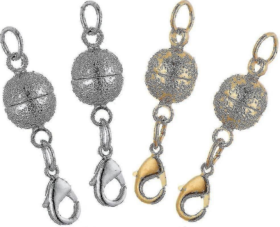 4pcs אבזם תכשיטים מגנטי עבור שרשרת צמיד 8 מ"מ מסמר חול גימורים עיצוב עגול צבע זהב / כסף