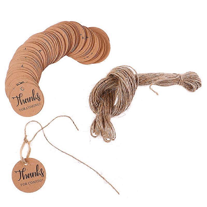 100pcs/lot Brown Kraft Paper Blank Price Label Tag +2M Hemp String For Production Price Tag Description