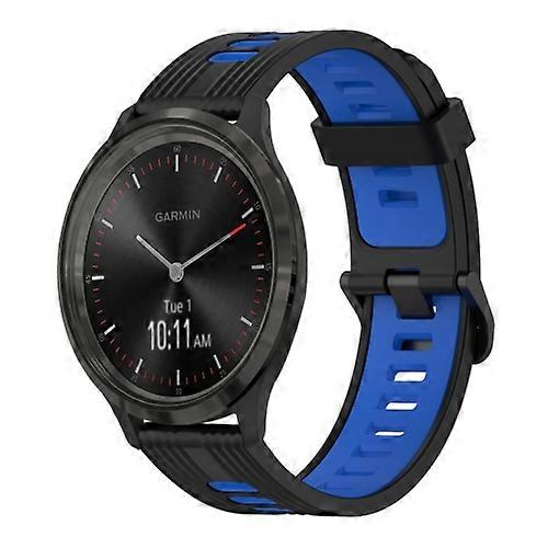 For Garmin Vivomove3 20mm Vertical Pattern Two-Color Silicone Watch Band