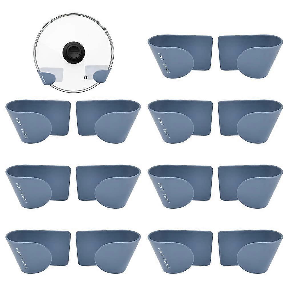 8 pairs Wall Mount Pot Lid Stand Holder Rack,Plastic Pot Lid Holder Self-Adhesive Pot Lid Storage Organizer