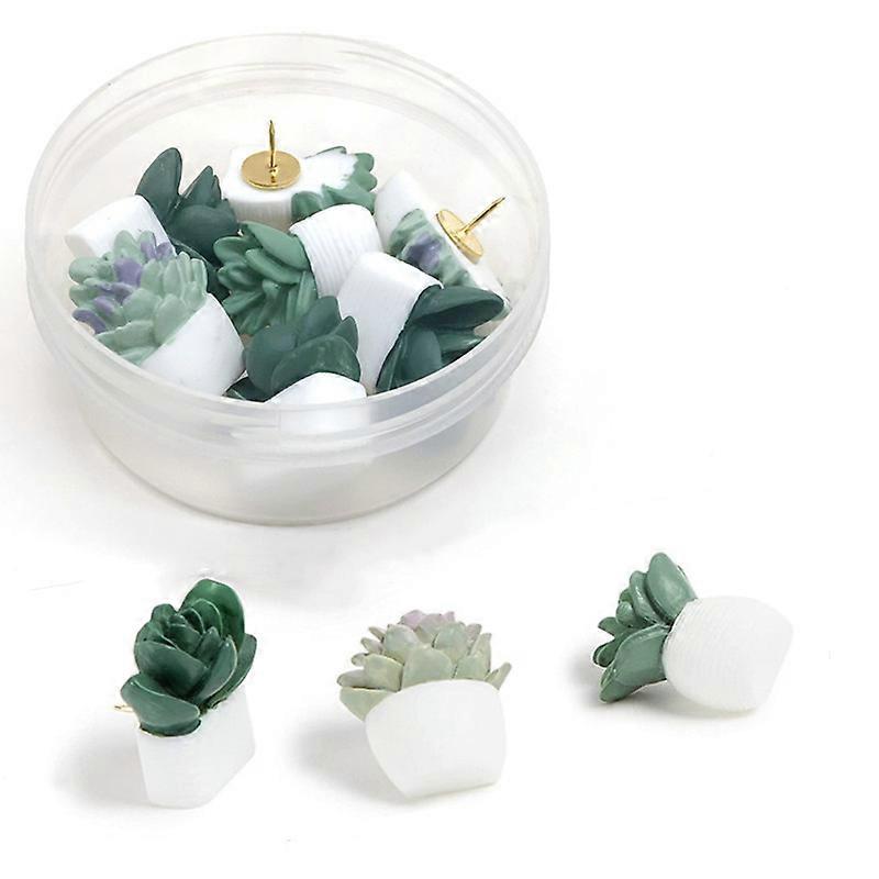 Succulent Push Pins Set, Office Supplies, Three Assorted Styles, 9 Count