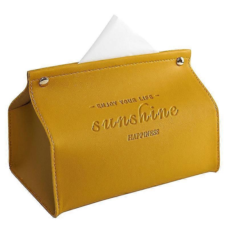 Decorative Pu Leather Tissue Box Holder, Rectangular Tissue Facial Paper Cover Case, Letter Print Foldable Napkins Dispenser Container For Liv