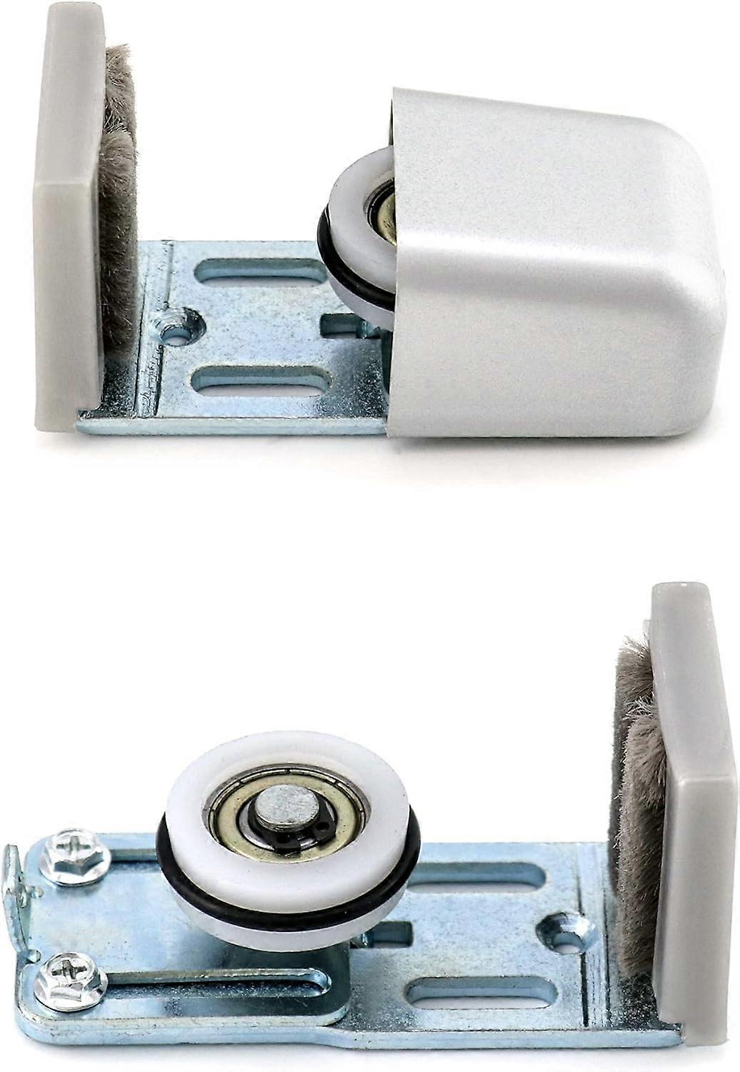 Door Bottom Guide, Adjustable Floor Guide, Anti-Scratch Wheels with Ball Bearing, for Frame Sliding Door, Silver, 2pcsAdjustment Range10mm-35mm