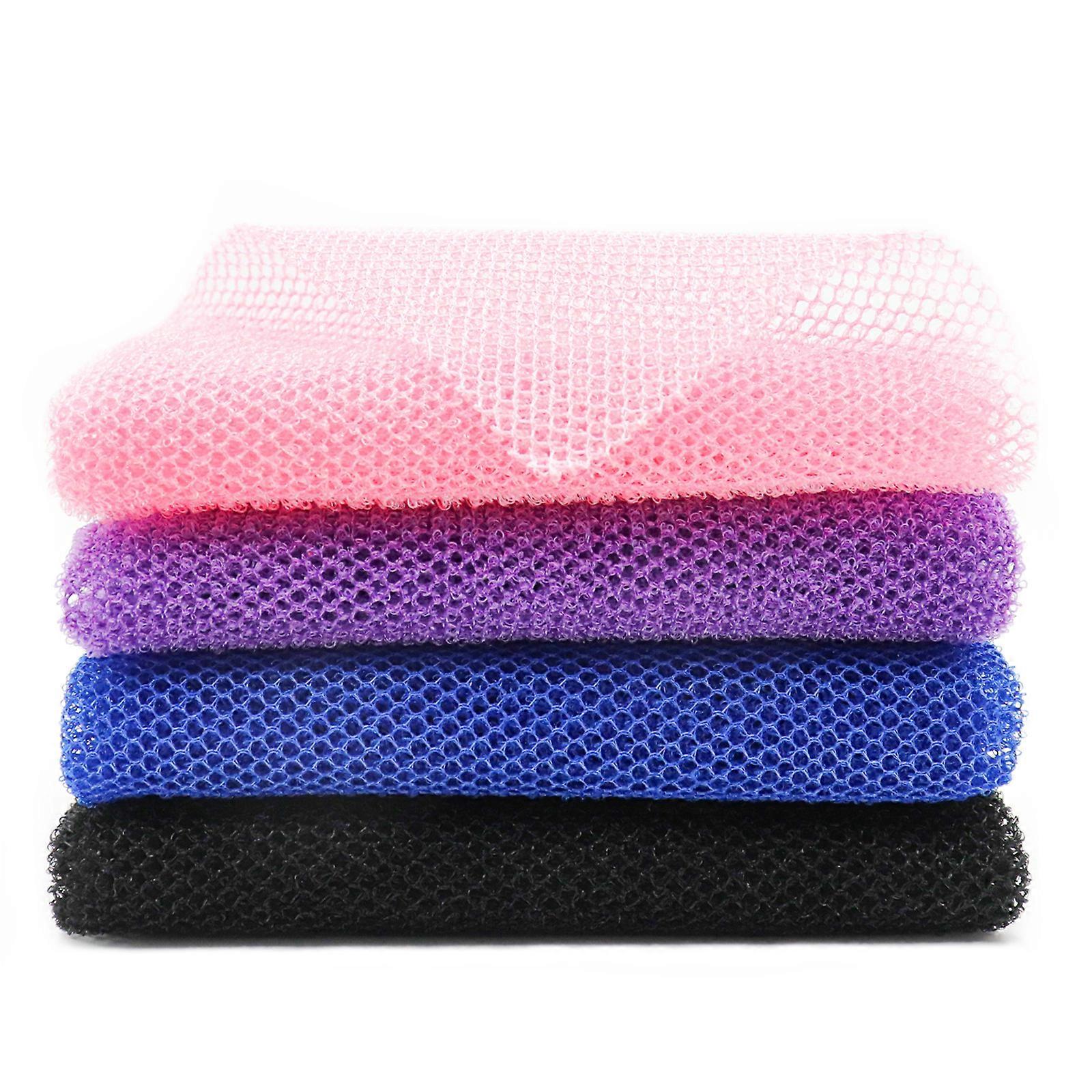 4 Bath Sponge Net Long Net Bath Sponge Exfoliating Shower Back Scrubber For Men Women